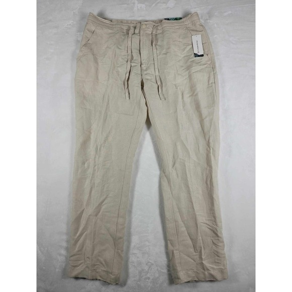 Cubavera Other - Cubavera Men Casual Beige Pants XL Linen Viscose‎ Drawstring Measures 38x31 NWT